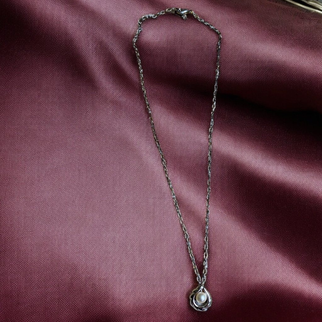 Tasaki Akoya Pearl Pendant Silver Necklace